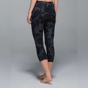 Lululemon black inky floral crops